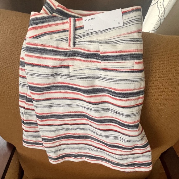 Ann Taylor LOFT Cotton Shorts with Size 14 Striped Red White Blue NWT - Picture 4 of 6
